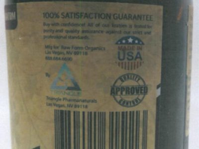 FDA Back Label Raw Form Organics Maeng Da Kratom2ucm603542